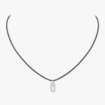 Messika - Care(s) Black Cord Pave Necklace White Gold